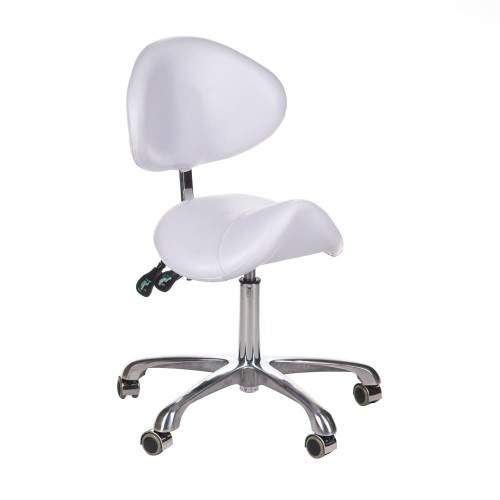 Taboret kosmetyczny z oparciem BY-3004 biały-29664